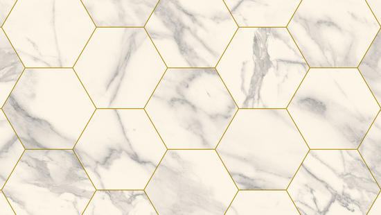 Marble Bianco Hexagon Gold