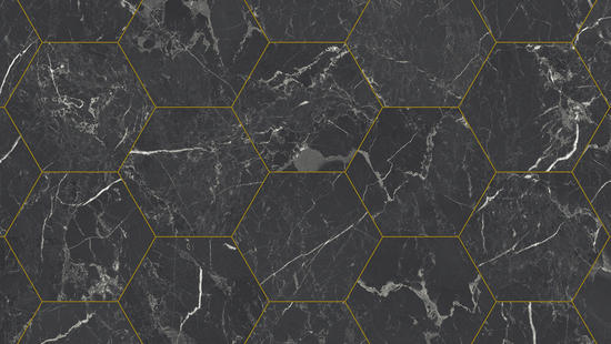 Nero Marquine Hexagon Gold